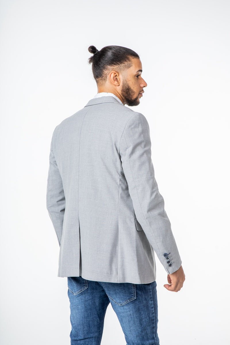 Americana gris con botón en azulAmericanasMGris