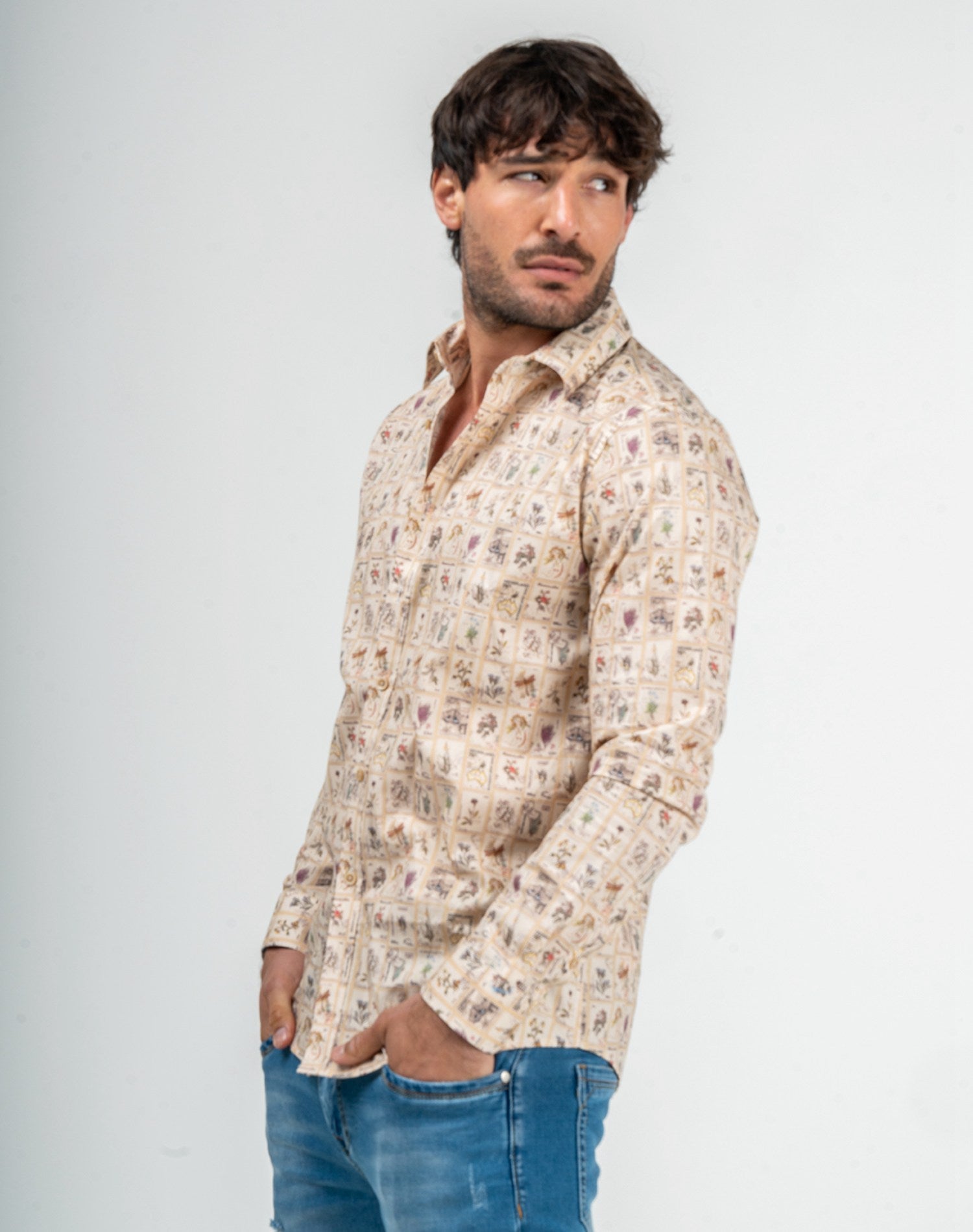 Floral Jean De Hombre En Flores Jeans Hombre Flores Camisa Manga