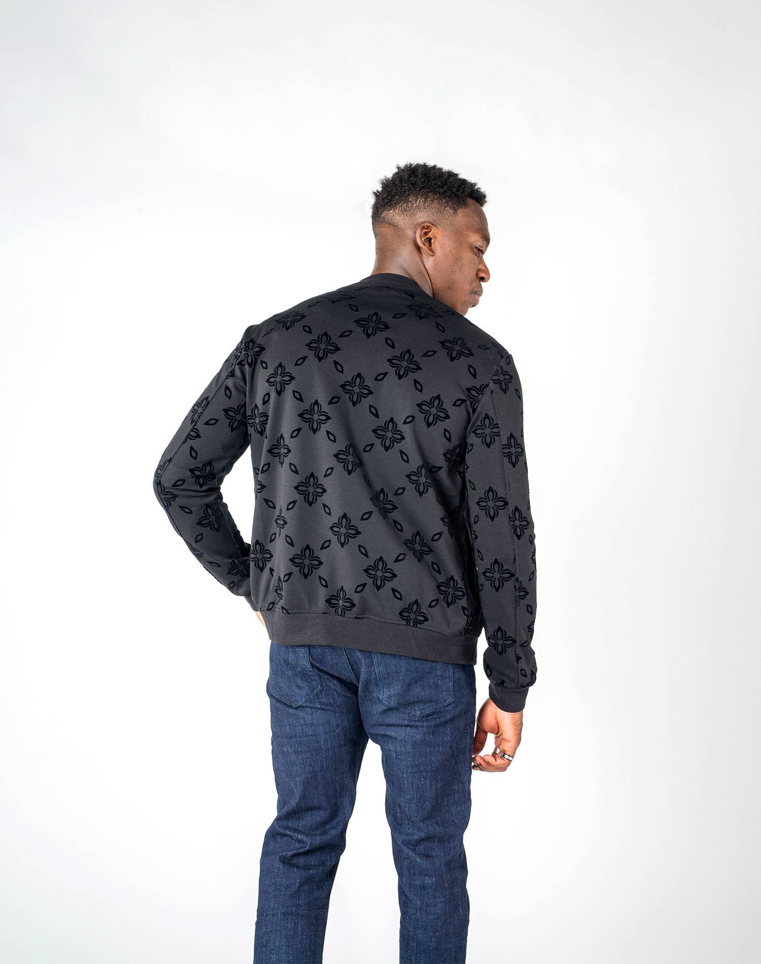 Chaqueta bomber de hombre jacquard flocado de estrellasAbrigos / ChaquetasNegroS