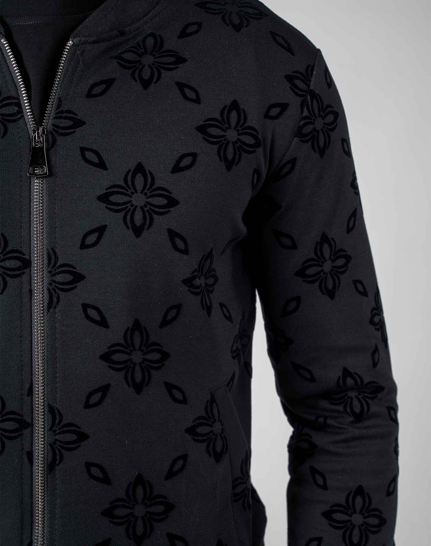 Chaqueta bomber de hombre jacquard flocado de estrellasAbrigos / ChaquetasNegroS