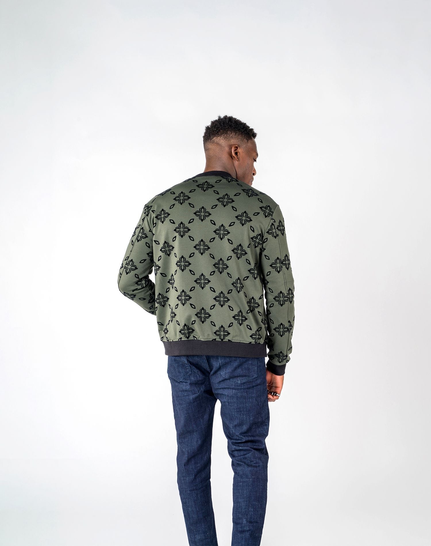Chaqueta bomber de hombre jacquard flocado de estrellasAbrigos / ChaquetasVerde militarS