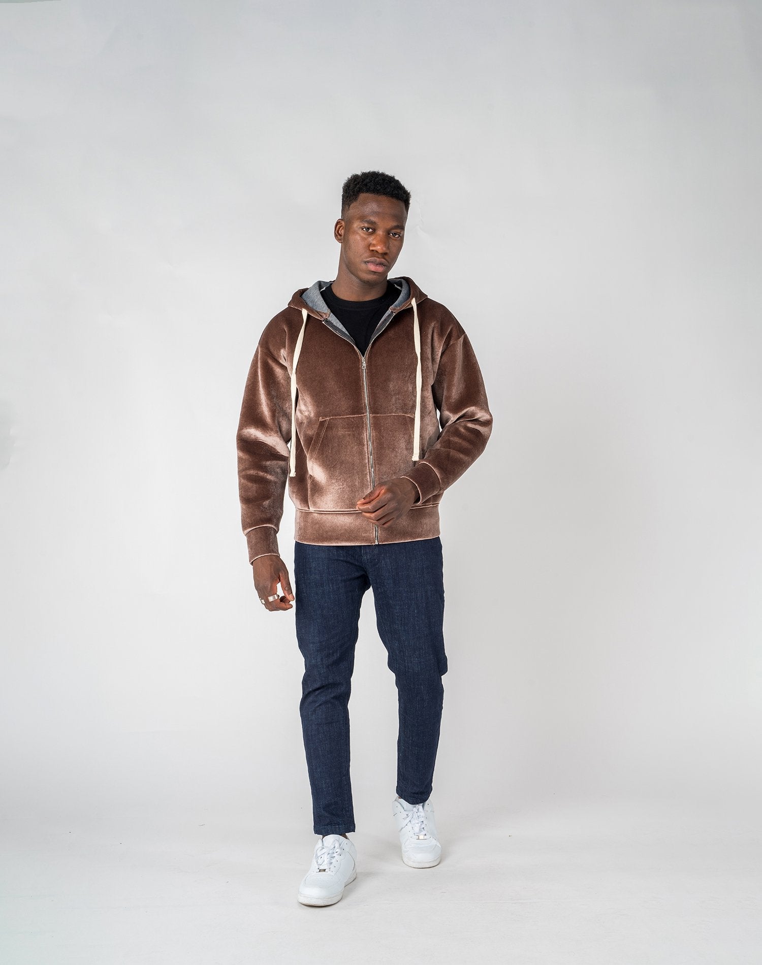 Chaqueta de chenilla con capucha oversize para hombreAbrigos / ChaquetasCamelS