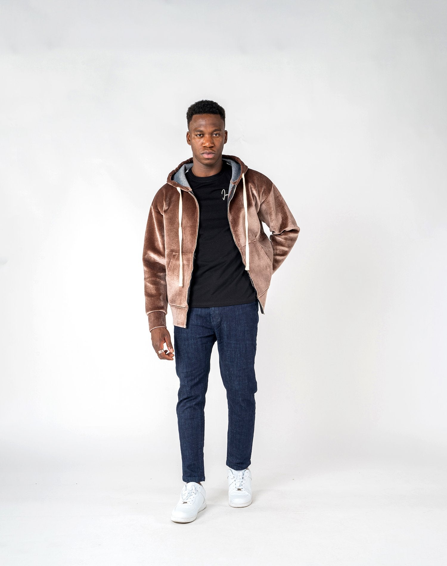 Chaqueta de chenilla con capucha oversize para hombreAbrigos / ChaquetasCamelS