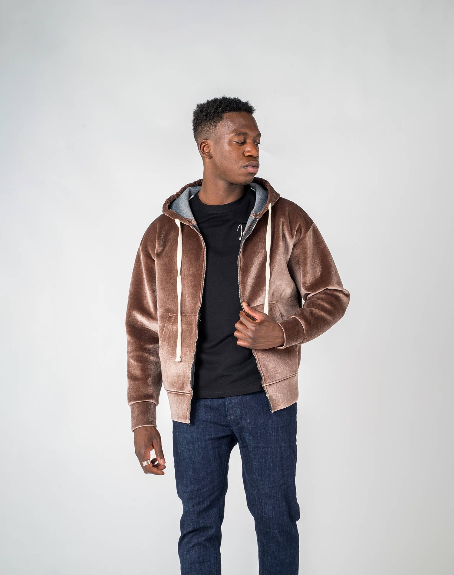 Chaqueta de chenilla con capucha oversize para hombreAbrigos / ChaquetasCamelS