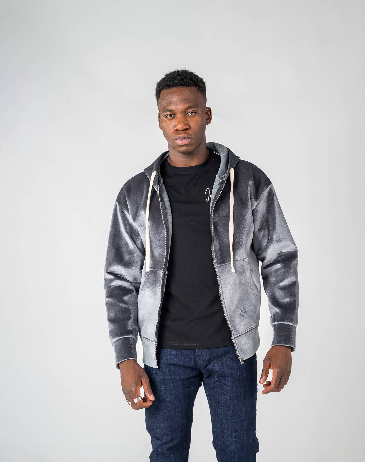 Chaqueta de chenilla con capucha oversize para hombreAbrigos / ChaquetasGrisS