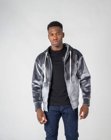 Chaqueta de chenilla con capucha oversize para hombreAbrigos / ChaquetasGrisS