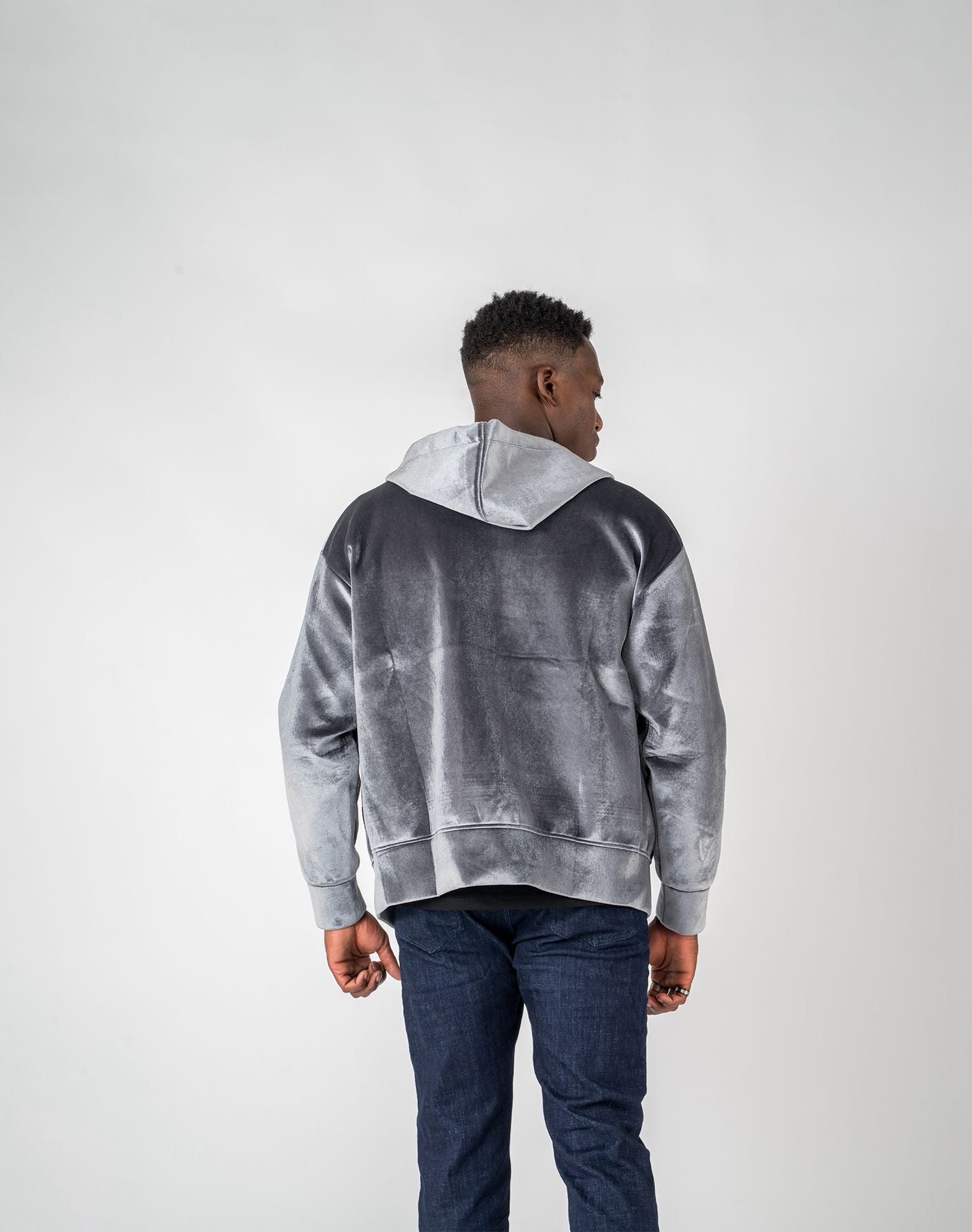 Chaqueta de chenilla con capucha oversize para hombreAbrigos / ChaquetasGrisS