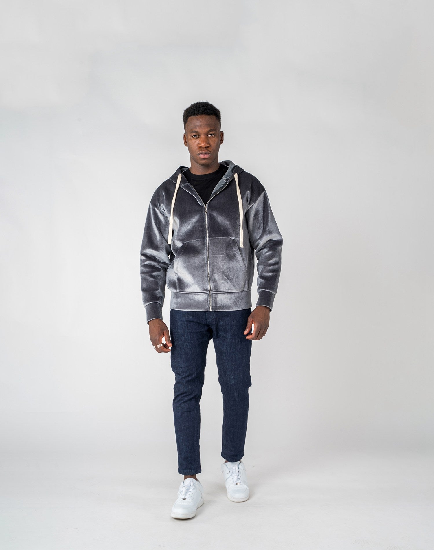 Chaqueta de chenilla con capucha oversize para hombreAbrigos / ChaquetasGrisS