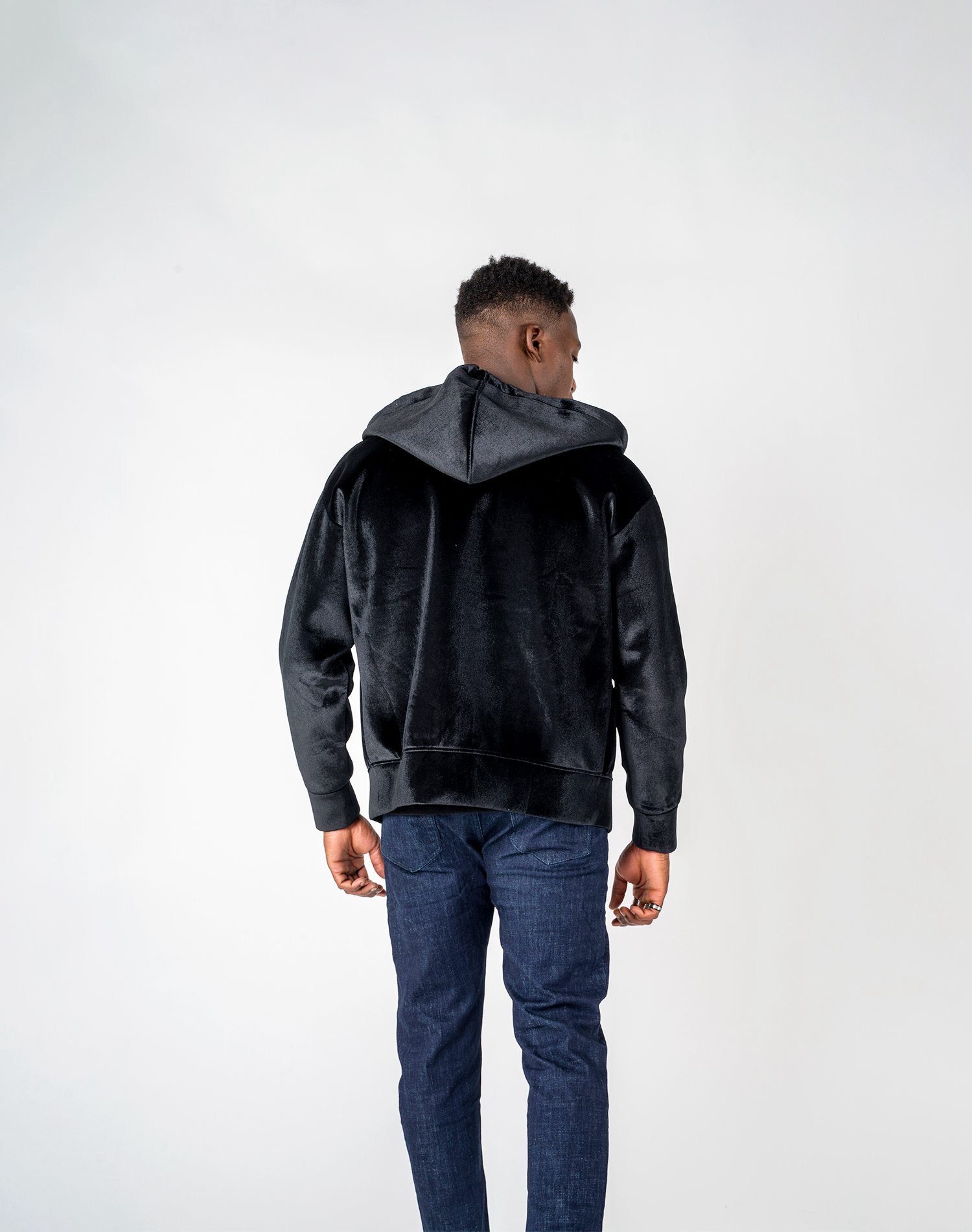 Chaqueta de chenilla con capucha oversize para hombreAbrigos / ChaquetasNegroS