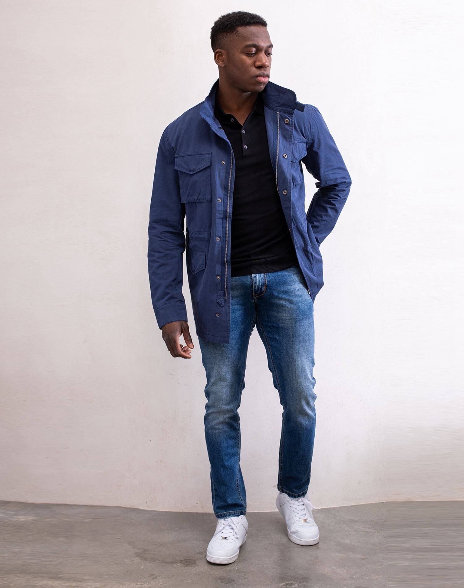 Chaqueta sahariana para hombres azulAbrigos / ChaquetasAzul marinoM