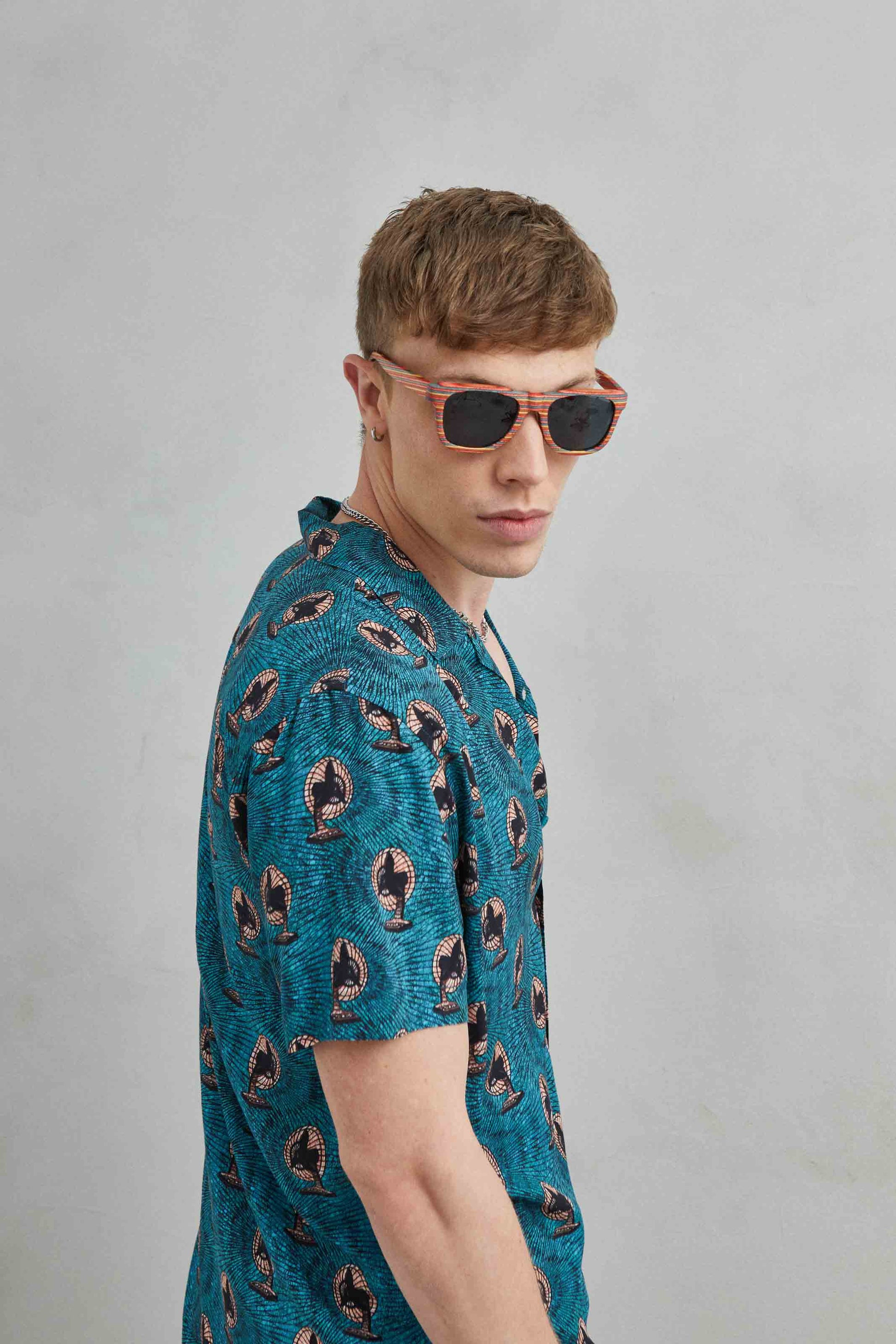 camisa ligera viscosa azul turquesa verano hombre
