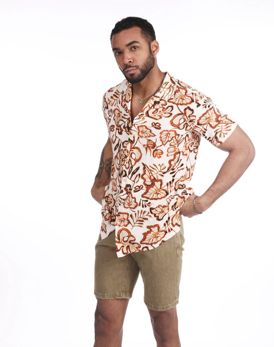 Camisa hawaiana flor vintage