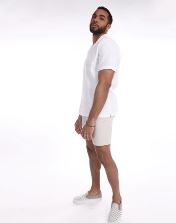 Camisa hawaiana blanca de algodón