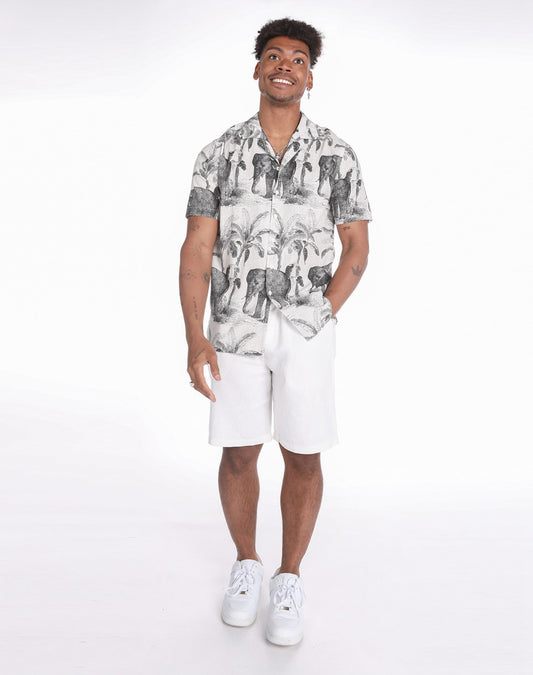 Camisa de algodón hawaiana de elefantes