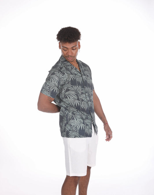 Camisa hawaiana de hoja verde