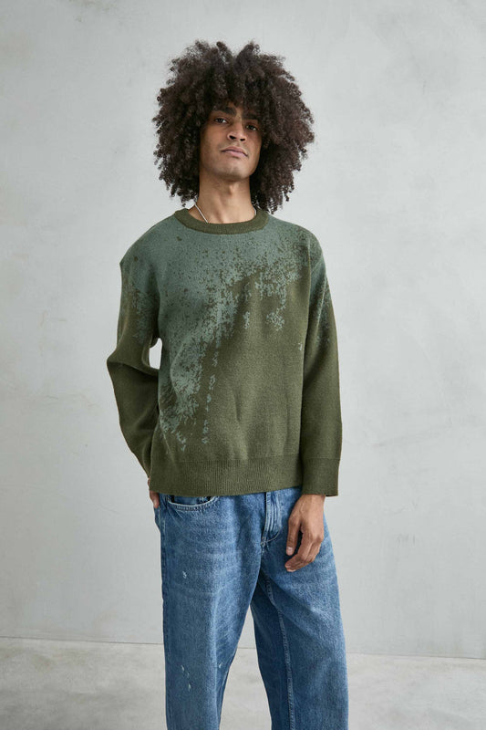 Jersey oversize de hombre verde con dibujo abstracto
