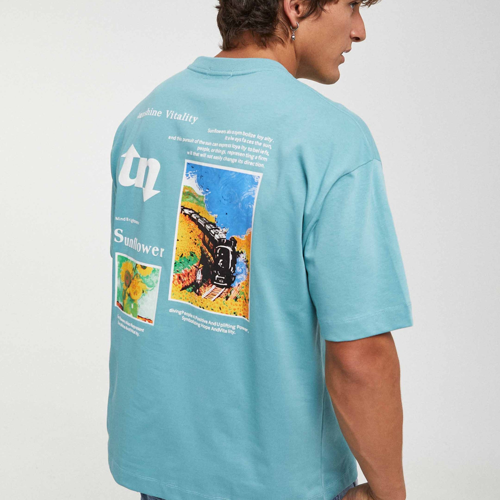 Camiseta Oversize de Algodón Unisex de girasol