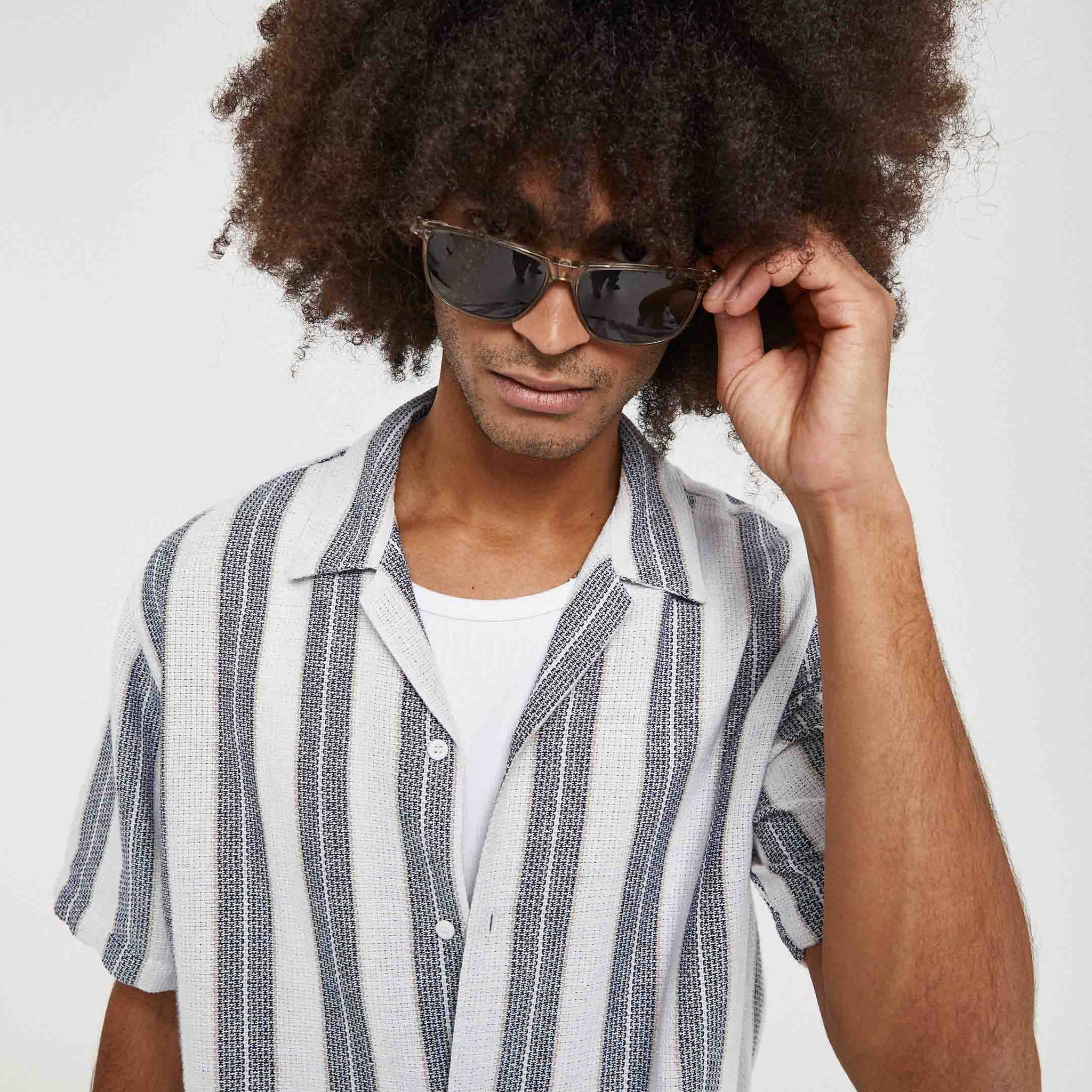 Camisa de rayas con estructura en algodón regular fit | Imperio