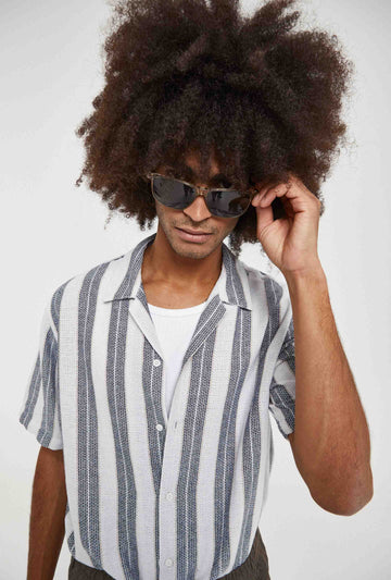 Camisa de rayas con estructura en algodón regular fit | Imperio