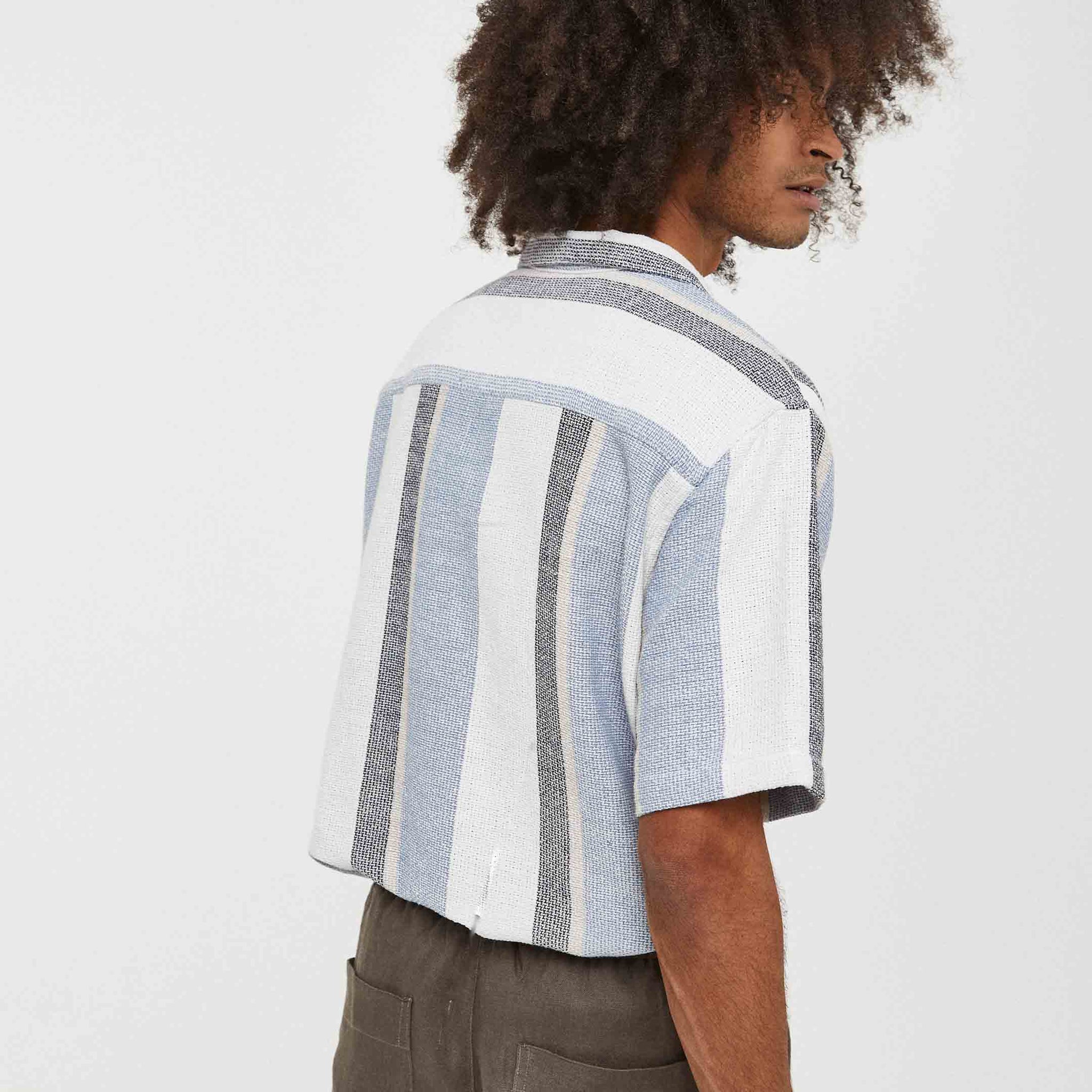 Camisa de rayas con estructura en algodón regular fit | Imperio