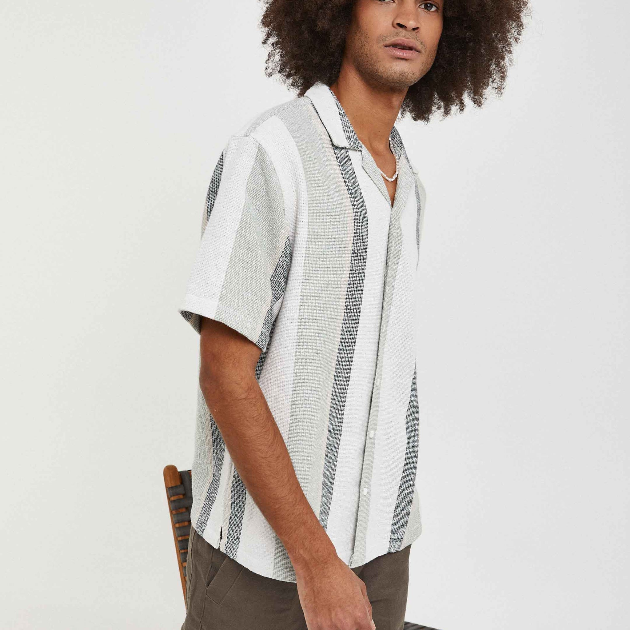 Camisa de rayas con estructura en algodón regular fit | Imperio