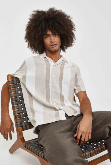 Camisa de rayas con estructura en algodón regular fit | Imperio
