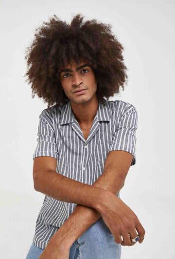 Camisa de rayas con estructura en algodón regular fit | Imperio