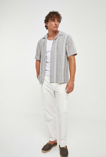Camisa de rayas con estructura en algodón regular fit | Imperio