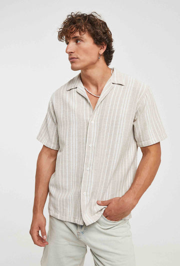 Camisa de rayas con estructura en algodón regular fit | Imperio