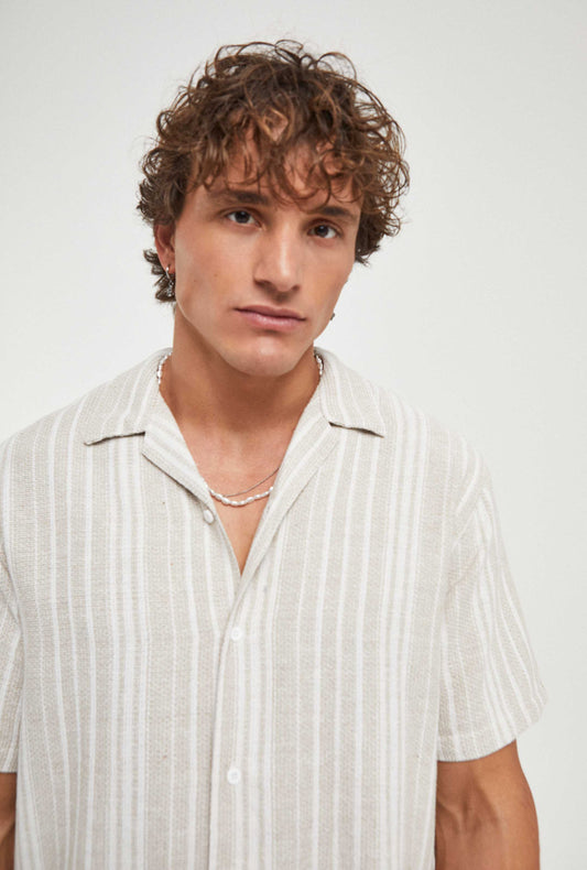 Camisa de rayas con estructura en algodón regular fit | Imperio