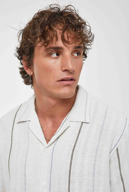 Camisa de rayas con estructura en algodón regular fit | Imperio