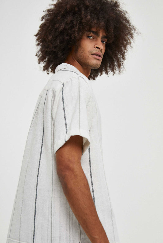 Camisa de rayas con estructura en algodón regular fit | Imperio
