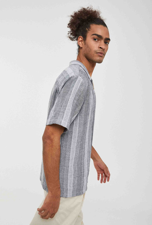 Camisa de rayas con estructura en algodón regular fit | Imperio