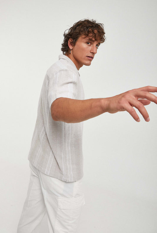Camisa de rayas con estructura en algodón regular fit | Imperio