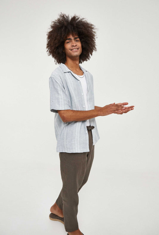 Camisa de rayas con estructura en algodón regular fit | Imperio