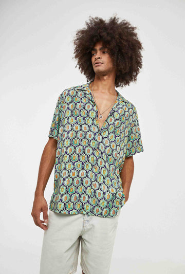 Camisa hawaiana de trigo verde