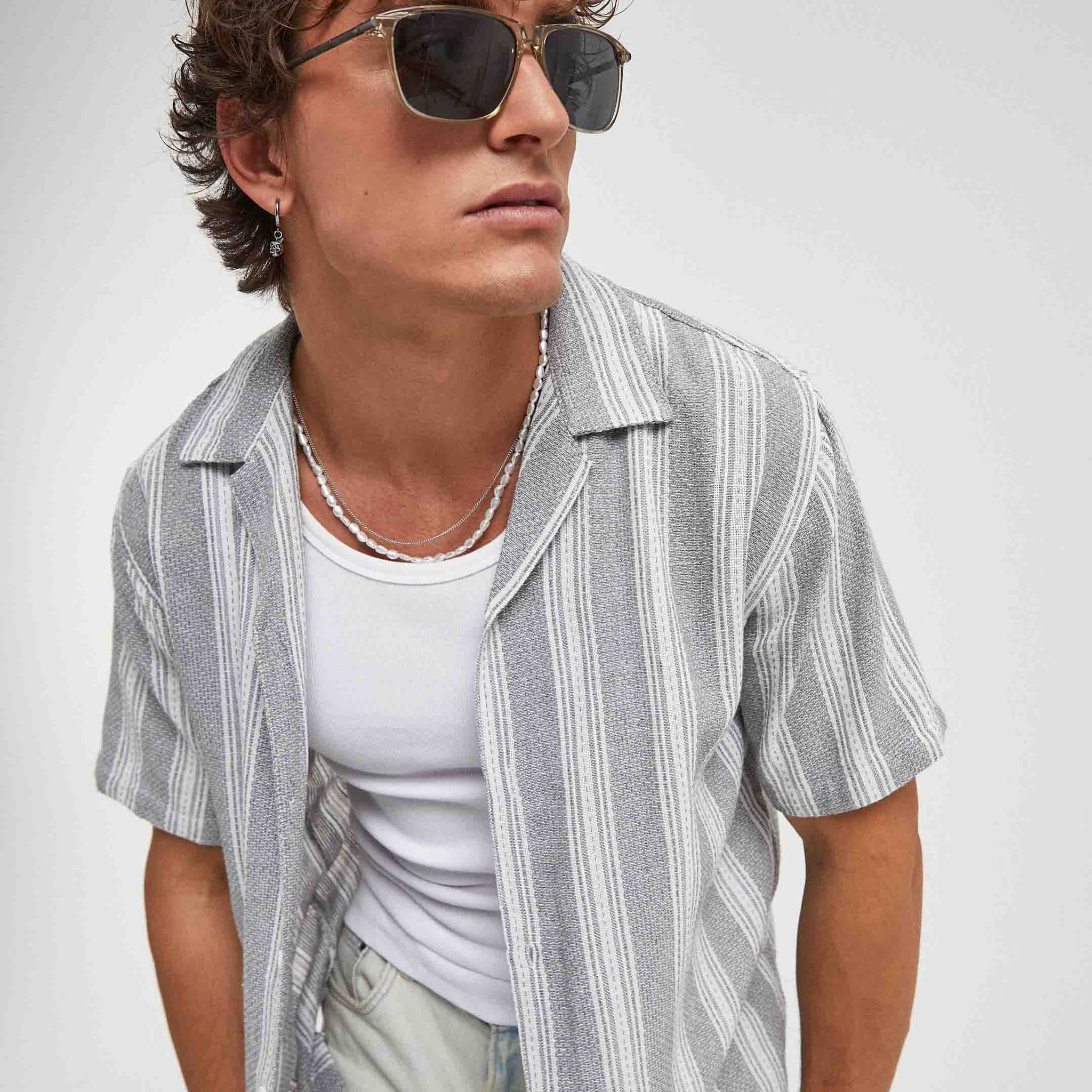 Camisa de rayas con estructura en algodón regular fit | Imperio