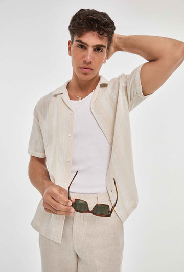 Camisa de rayas con estructura en algodón regular fit | Imperio