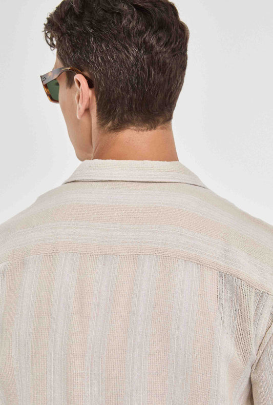 Camisa de rayas con estructura en algodón regular fit | Imperio