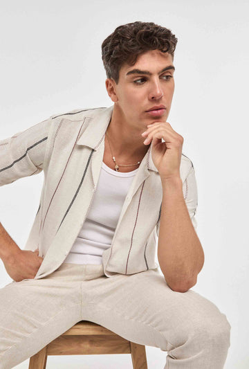 Camisa de rayas con estructura en algodón regular fit | Imperio