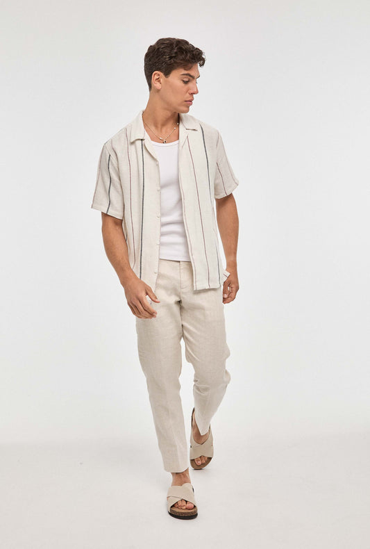 Camisa de rayas con estructura en algodón regular fit | Imperio