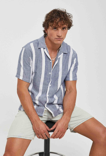 Camisa de rayas con estructura en algodón regular fit | Imperio Shop