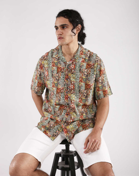 Camisa hawaiana geométrIca
