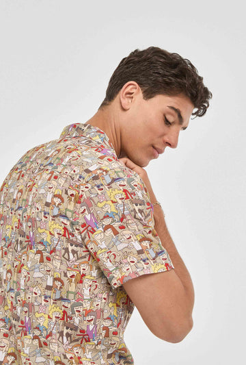 Camisa hawaiana beis de comic