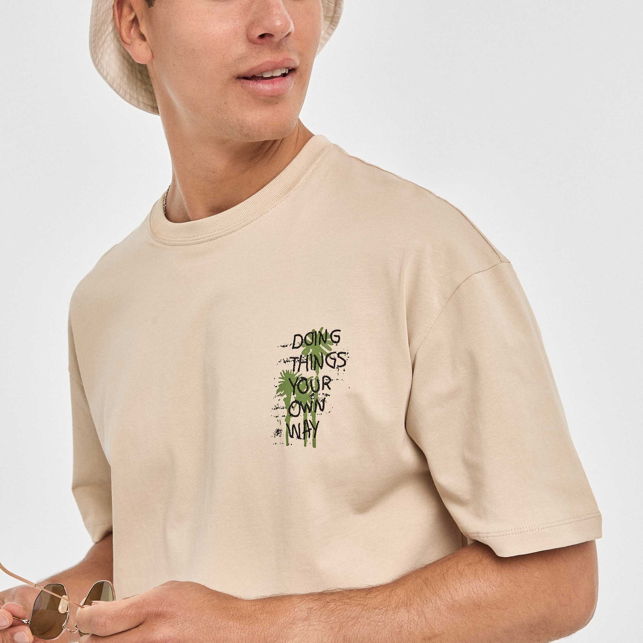Camiseta Oversize de Algodón Unisex de palmeras