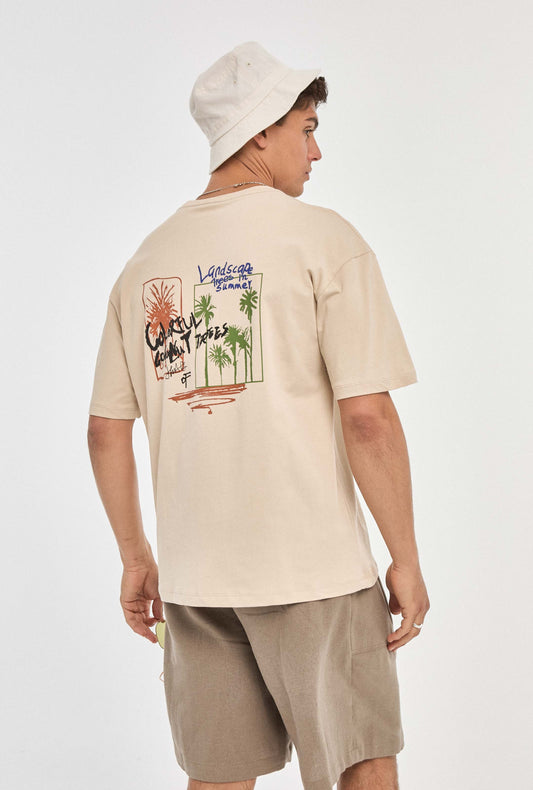 Camiseta Oversize de Algodón Unisex de palmeras