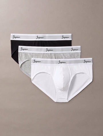 Calzoncillos slip Imperio Corinto LEG-03 en negro, gris y blanco con cintura blanca