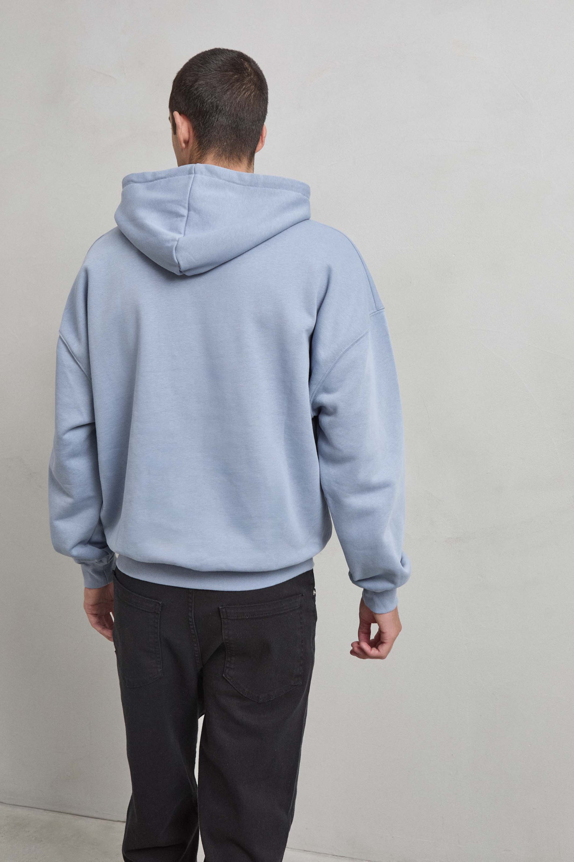Sudadera OVERSIZE azul para hombre con capucha y cálida