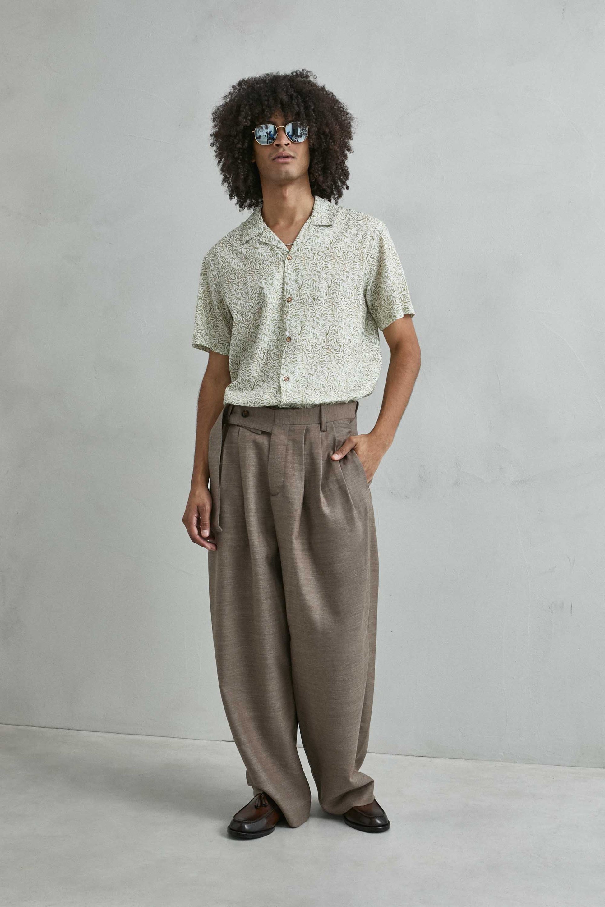 Tela 100% algodón camisa hawaiana blanca