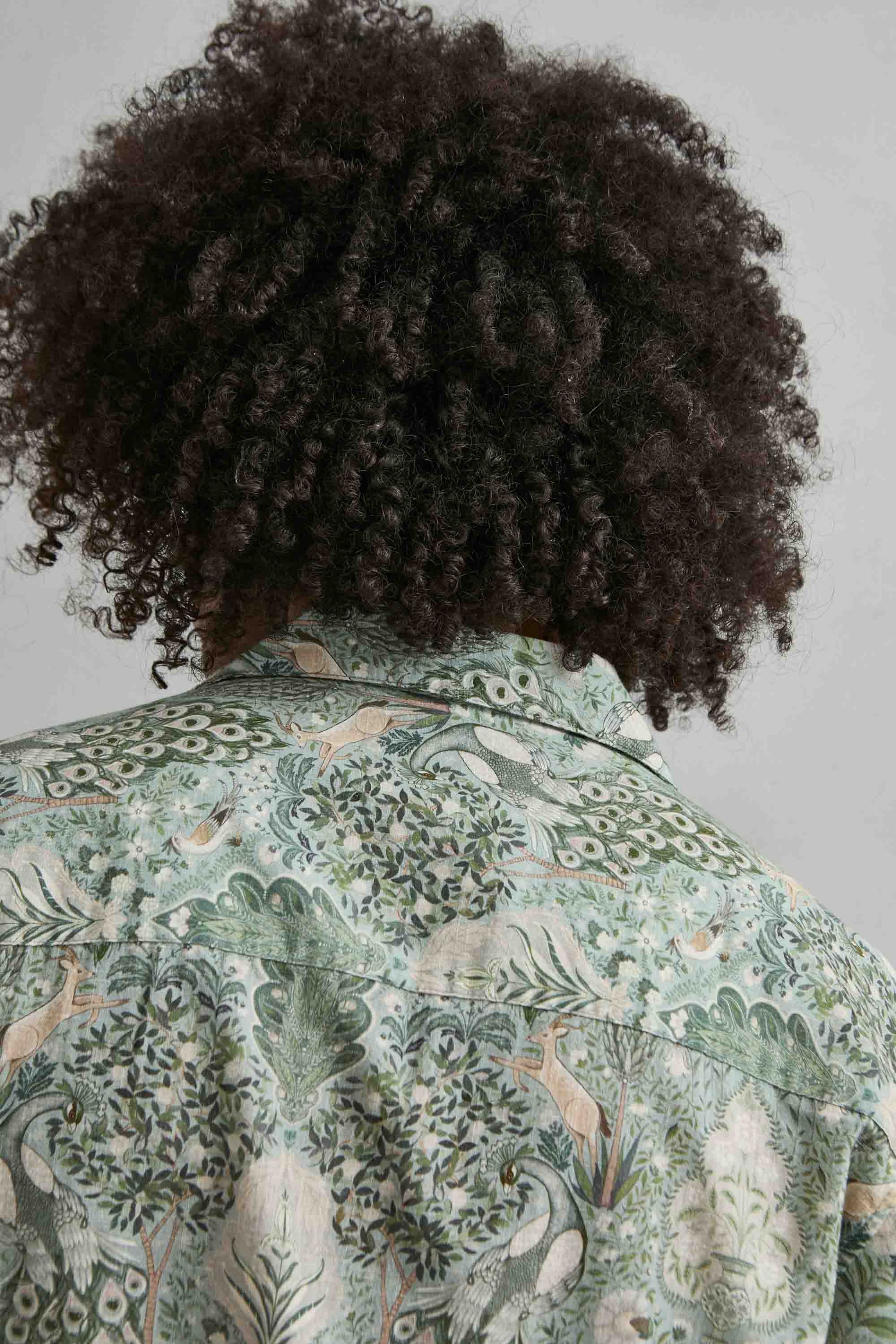 Tela 100% algodón efecto lino camisa hawaiana verde